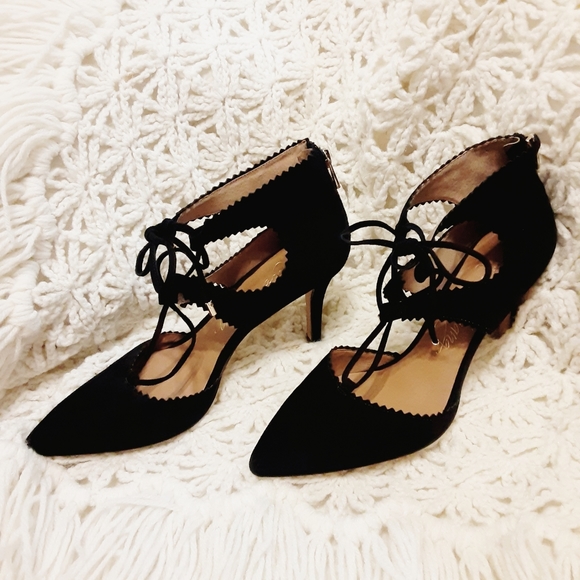 Black Suede Lace Up Heels (3½) by Arturo Chiang - Picture 7 of 16